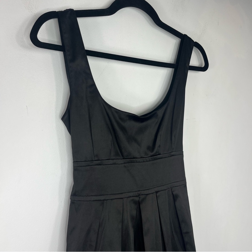 Y2K Tweeze Size 7 Black Satin Empire Waist Square Neck Dress TT1 - Picture 2 of 7